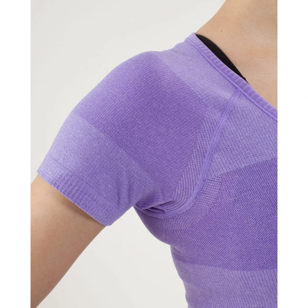 Lululemon Run Swiftly V Neck Short Sleeve Top Purple 8